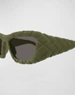 Image 2 of 3: Bottega Veneta Woven Plastic Rectangle Sunglasses