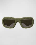 Image 3 of 3: Bottega Veneta Woven Plastic Rectangle Sunglasses