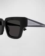 Image 2 of 3: Bottega Veneta Engraved Logo Acetate Square Sunglasses