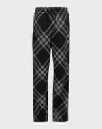 Image 1 of 6: Burberry Men's Wool Check Jogger Pants