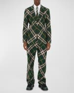 Image 2 of 5: Burberry Men's Check Wool Suit Jacket