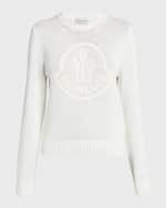 Image 1 of 6: Moncler Cashmere Embroidered Logo Sweater