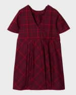 Image 2 of 3: Burberry Girl's Gia Pleated Check Cotton Dress, Size 3-14