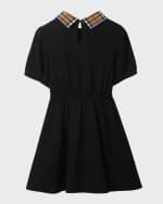 Image 2 of 4: Burberry Girl's Alesea Check Rib-Collar Polo Dress, Size 3-12