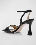 Image 2 of 4: Badgley Mischka Cady Leather Crystal Heart Ankle-Strap Sandals