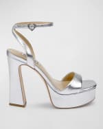 Image 1 of 4: Badgley Mischka Caia Crystal Heart Platform Sandals