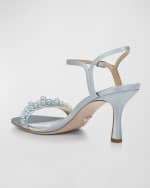 Image 2 of 4: Badgley Mischka Caitlyn Pearly Satin Ankle-Strap Sandals