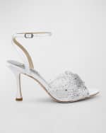 Image 1 of 4: Badgley Mischka Cameryn Embellished Mesh Ankle-Strap Sandals