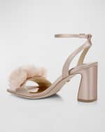 Image 2 of 4: Badgley Mischka Carli Satin Tulle Rose Ankle-Strap Sandals