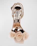 Image 4 of 4: Badgley Mischka Carli Satin Tulle Rose Ankle-Strap Sandals