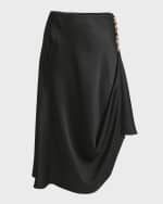 Image 1 of 5: Loewe Chain Draped Midi Satin Skirt