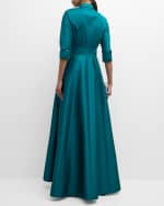 Image 3 of 6: Rickie Freeman for Teri Jon Belted A-Line Taffeta Shirt Gown