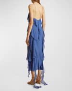 Image 2 of 4: Khaite Pim Cascading-Ruffles Sleeveless Maxi Dress