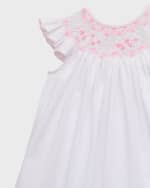 Image 3 of 3: Luli & Me Girl's White Smocked Dress with Bloomers, Size Newborn-9M