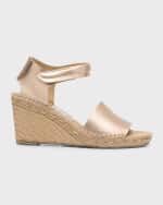 Image 1 of 6: Pedro Garcia Olany Metallic Wedge Espadrille Sandals
