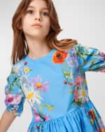Image 6 of 6: Molo Girl's Casey Floral-Print Dress, Size 3T-6