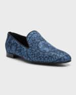 Image 4 of 5: Versace Men's Baroque Twill Smoking Slippers