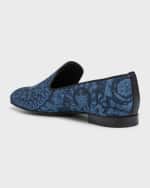 Image 2 of 5: Versace Men's Baroque Twill Smoking Slippers