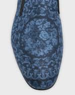 Image 3 of 5: Versace Men's Baroque Twill Smoking Slippers