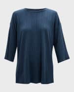 Image 2 of 7: Eileen Fisher Ribbed 3/4-Sleeve Side-Slit Tunic
