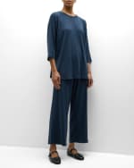 Image 5 of 7: Eileen Fisher Ribbed 3/4-Sleeve Side-Slit Tunic