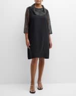 Image 1 of 6: Caroline Rose Plus Plus Size Sequin Mesh & Crepe Shift Dress