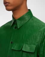 Image 5 of 5: Ferragamo Men's Coated Linen Sport Shirt