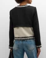 Image 4 of 6: Alice + Olivia Kidman Two Fer Boxy Raw-Edge Tweed Jacket