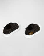Image 2 of 6: Fendi Kid's Baby FF Allover Logo Slip-On Sneakers