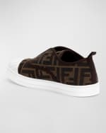Image 2 of 6: Fendi Kid's FF Logo-Print Slip-On Sneakers, Kids