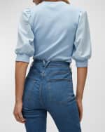 Image 3 of 5: Veronica Beard Coralee Knit Puff-Sleeve Top