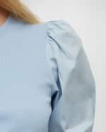 Image 5 of 5: Veronica Beard Coralee Knit Puff-Sleeve Top