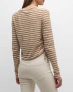 Image 4 of 6: Veronica Beard Travis Striped Long-Sleeve Side-Ruched Top