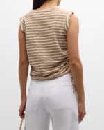 Image 4 of 6: Veronica Beard Vinci Striped Drawstring Top