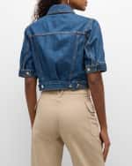 Image 5 of 6: Veronica Beard Raina Short-Sleeve Denim Jacket