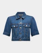 Image 1 of 6: Veronica Beard Raina Short-Sleeve Denim Jacket