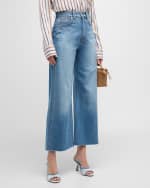 Image 2 of 6: Veronica Beard Taylor Cropped High Rise Wide-Leg Jeans