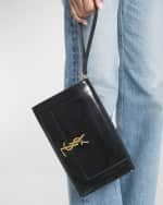 Image 3 of 6: Saint Laurent Cassandra YSL Flap Leather Wristlet