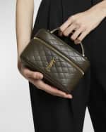 Image 3 of 6: Saint Laurent Gabby Mini Vanity Case in Quilted Leather with Gold Hardware