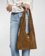 Image 3 of 6: Saint Laurent Lock Suede Hobo Bag