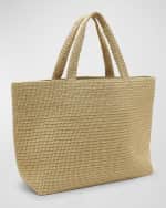 Image 4 of 6: Saint Laurent East-West Logo Raffia Tote Bag