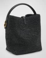 Image 4 of 6: Saint Laurent Le 37 Raffia Bucket Bag