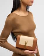 Image 3 of 6: Saint Laurent Kate Small YSL Wallet on Chain in Linen and Leather