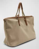 Image 4 of 6: Saint Laurent YSL Zip Leather & Canvas Duffel Bag