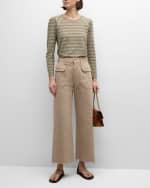 Image 4 of 5: Veronica Beard Mason Striped Ruched Baseball Tee