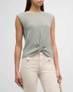 Image 2 of 6: Veronica Beard Kellen Sleeveless Twist-Front Sweater