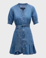 Image 1 of 6: Veronica Beard Kanika Short-Sleeve Denim Shirtdress