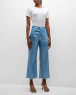 Image 5 of 6: Veronica Beard Taylor Wide-Leg Crop Jeans