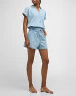 Image 2 of 6: Veronica Beard Almera Short-Sleeve Chambray Top