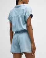 Image 5 of 6: Veronica Beard Almera Short-Sleeve Chambray Top